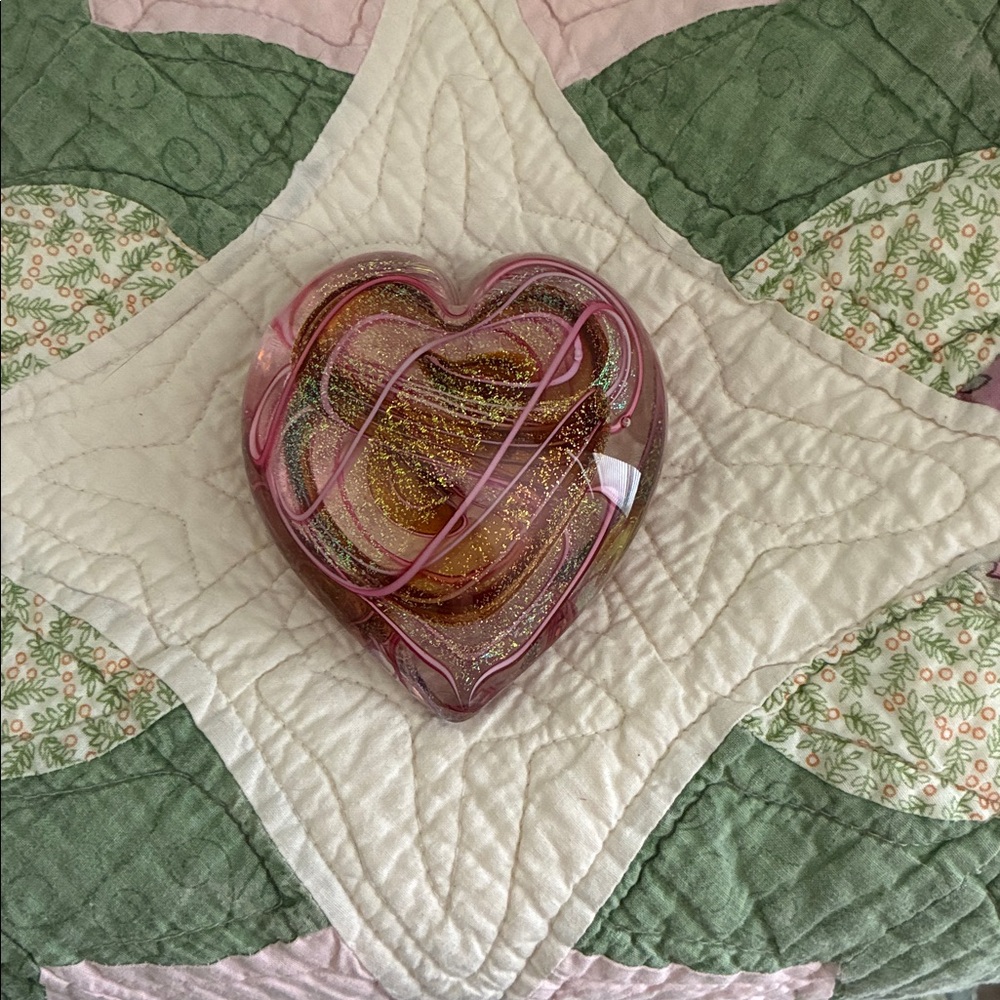 Vintage Glass Heart Paperweight